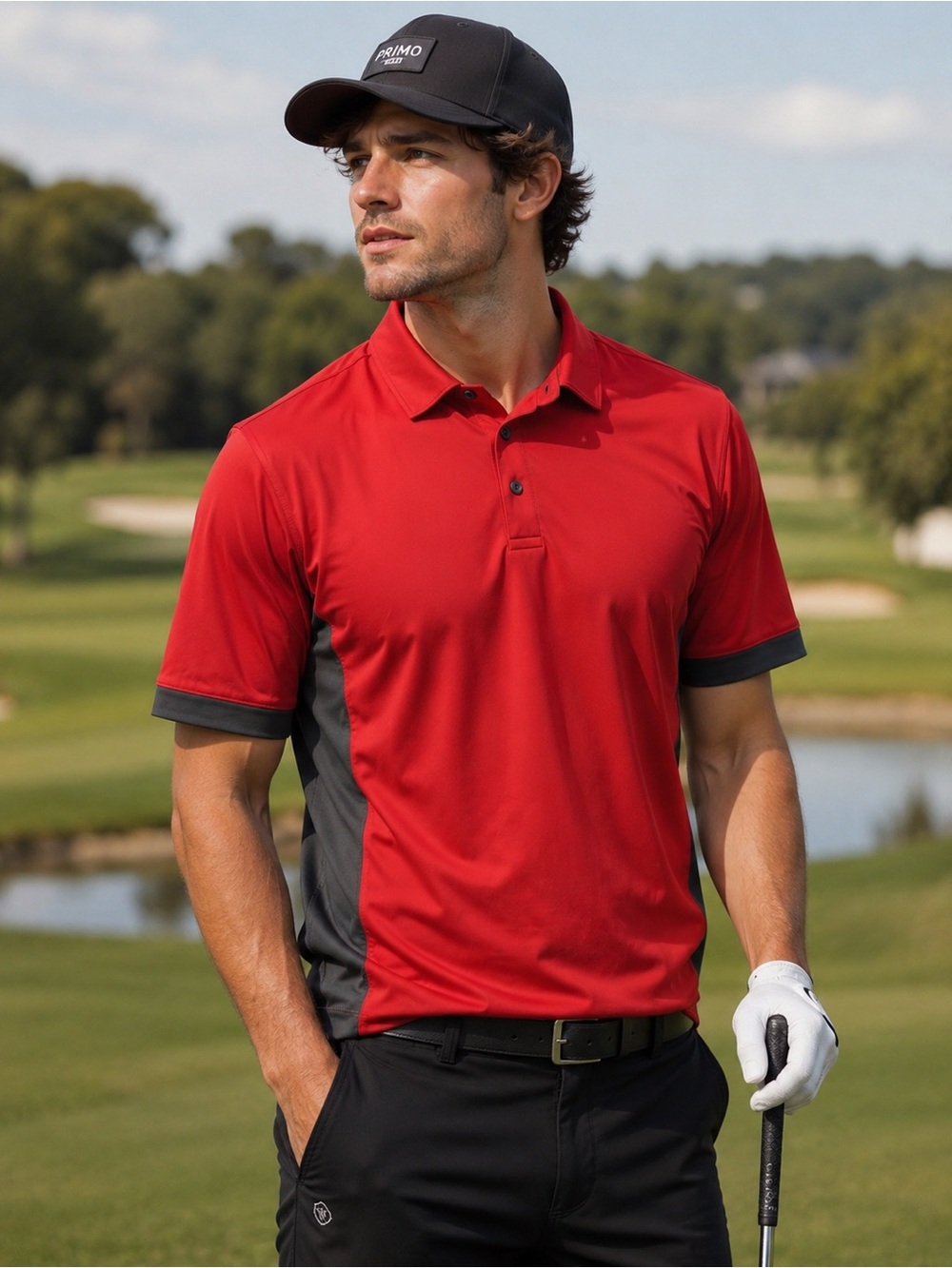 Nike Red Golf Men’s Polo with Dark Gray Side Panels. Size XLarge